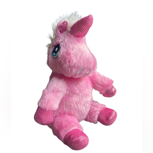 Pink Sparkling Unicorn Sewn Eyes Plush Soft Toy Cuddly - Picture 2 of 7